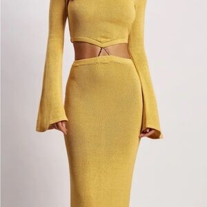 NWOT Meshki Mustard Knit Skirt Set